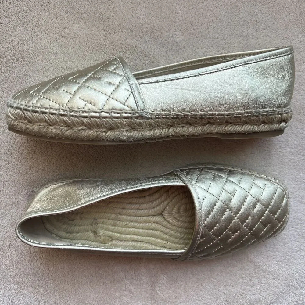 Carolina Herrera CH HC Gold Metallic Leather Espadrille Women EU 36 US 5.5 - 6